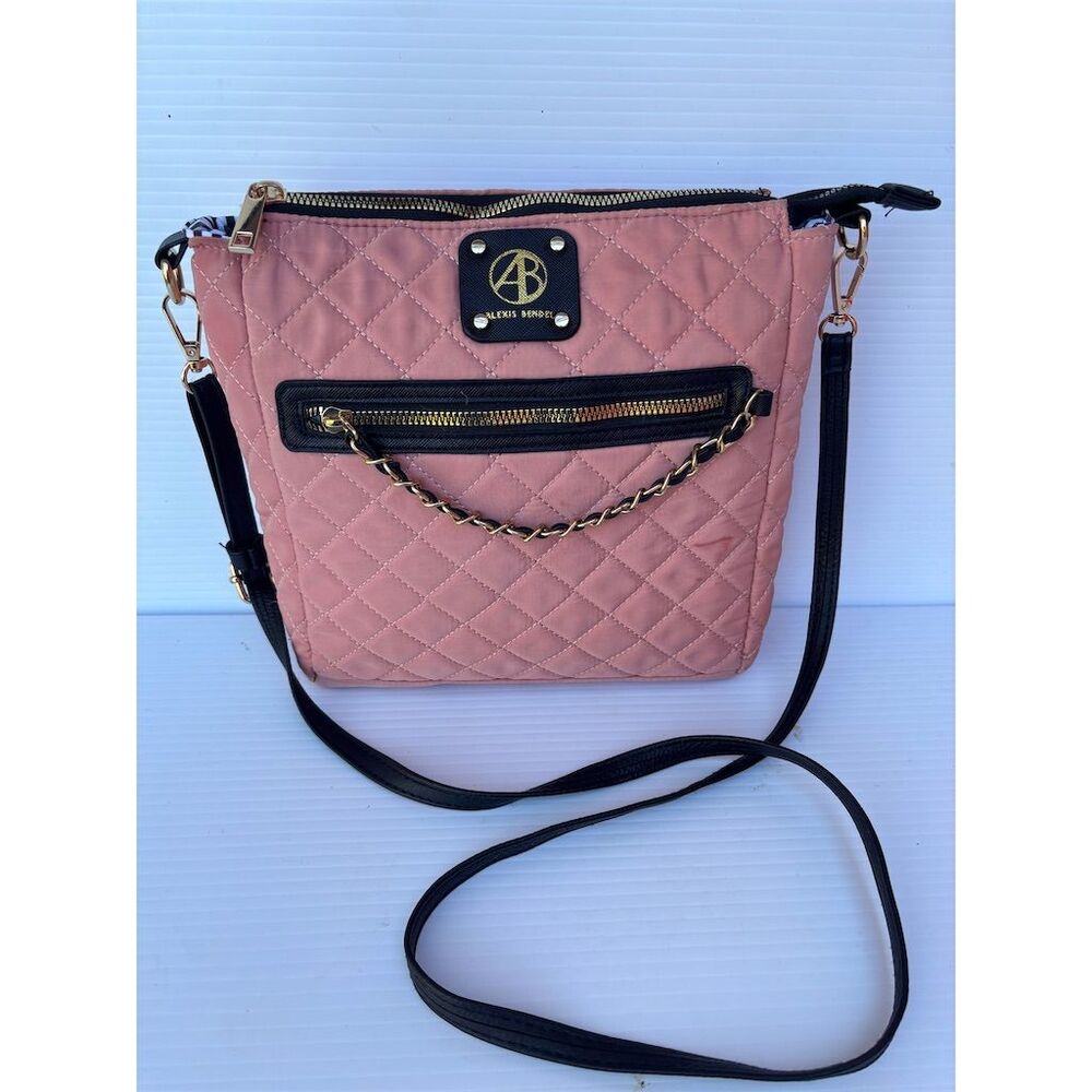 Alexis Bendel Quilted‎ Mauve Crossbody Bag with Chain Detail